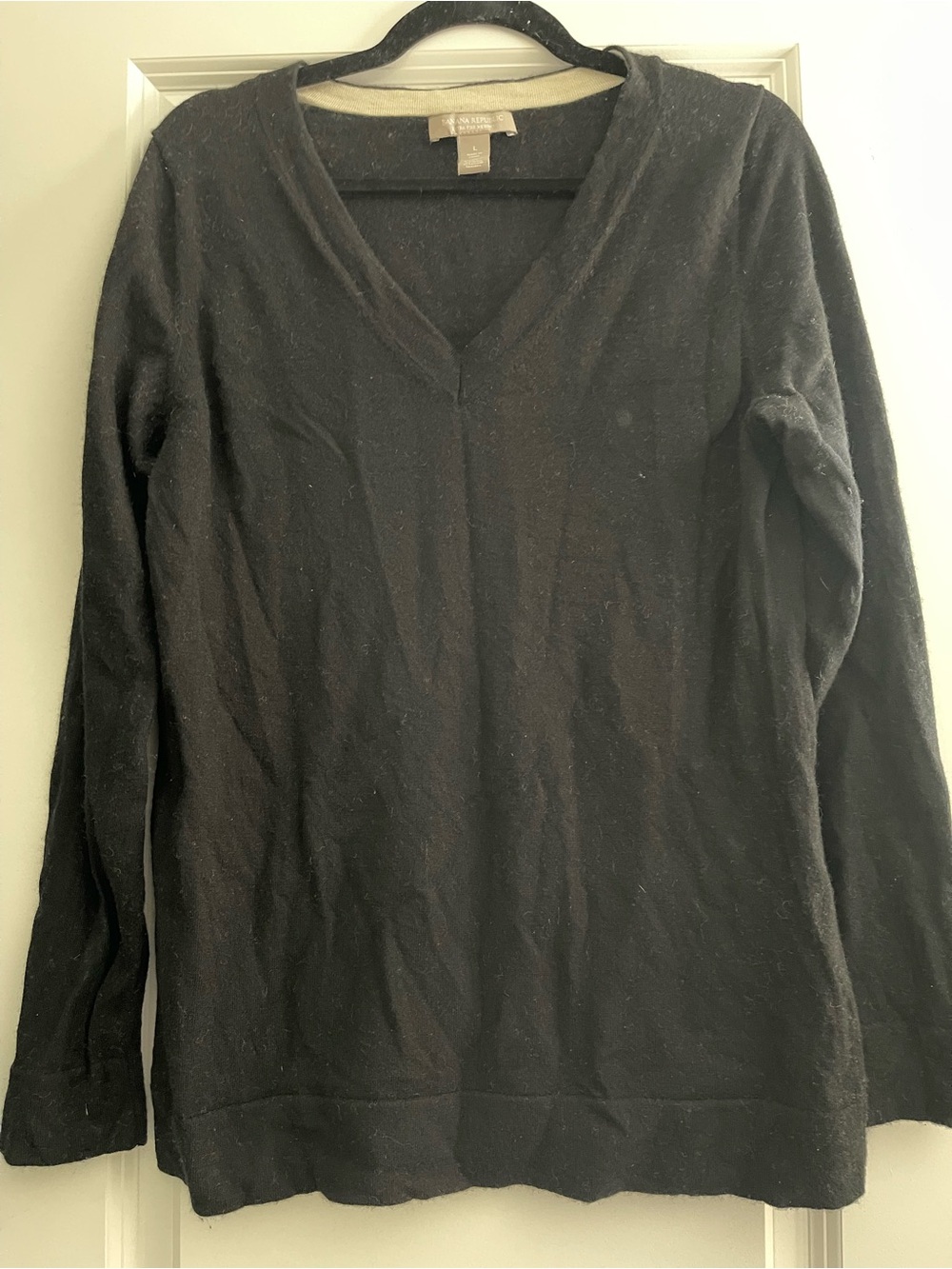 Banana Republic Black V-Neck Merino Sweater